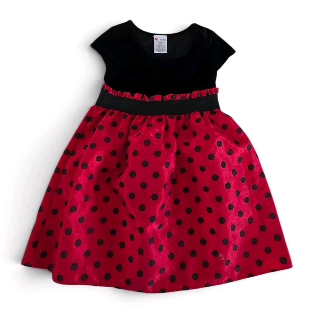 Holiday Edition 2011 Dress Velvet Bodice Red Polka Dot Satin SKT Christmas 6/6X